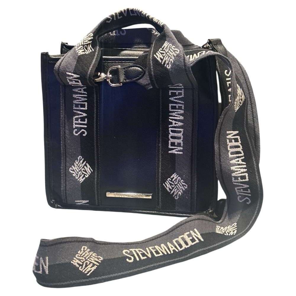 Steve Madden Black Messenger Bag with Modern Urban Design - Picture 4 of 5